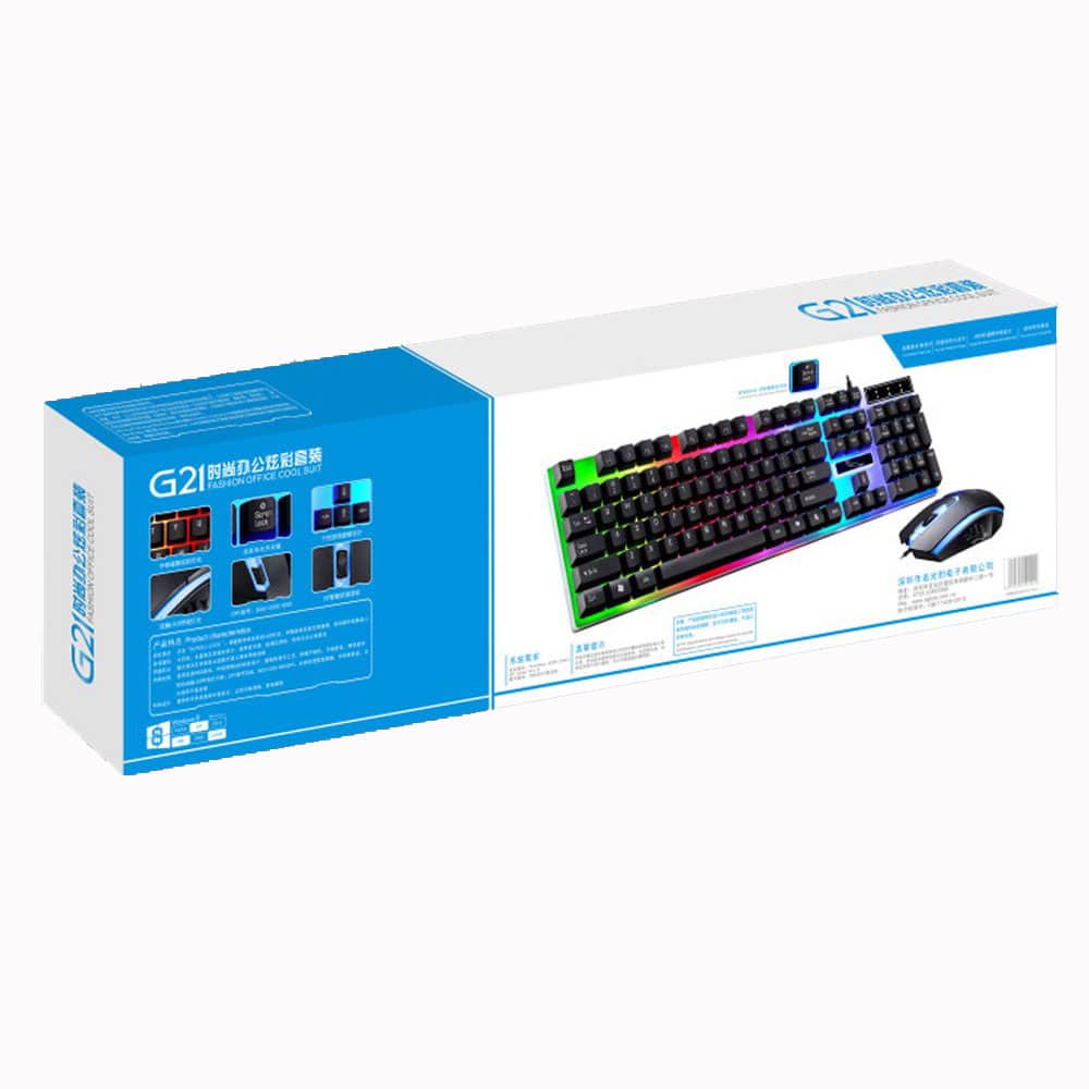 G21 Wired USB Gaming Keyboard Rainbow Mouse and Keyboard Combo Set with Mechanical Backlit Keyboard and Mouse Set 6 G21 Wired USB Gaming Keyboard Rainbow Mouse and Keyboard Combo Set with Mechanical Backlit Keyboard and Mouse Set 6