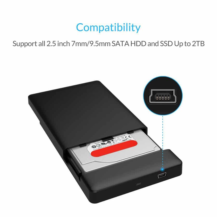 ORICO 2. 5 inch SATA to USB 2. 0 External Hard Drive Enclosure 2588US V1 BK 3 ORICO 2. 5 inch SATA to USB 2. 0 External Hard Drive Enclosure 2588US V1 BK 3