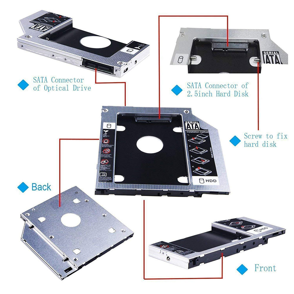 Caddy 2.5 Second Hard Drive 9.5mm SATA 2nd HDD SSD Hard Drive Enclosure 5 Caddy 2.5 Second Hard Drive 9.5mm SATA 2nd HDD SSD Hard Drive Enclosure 5