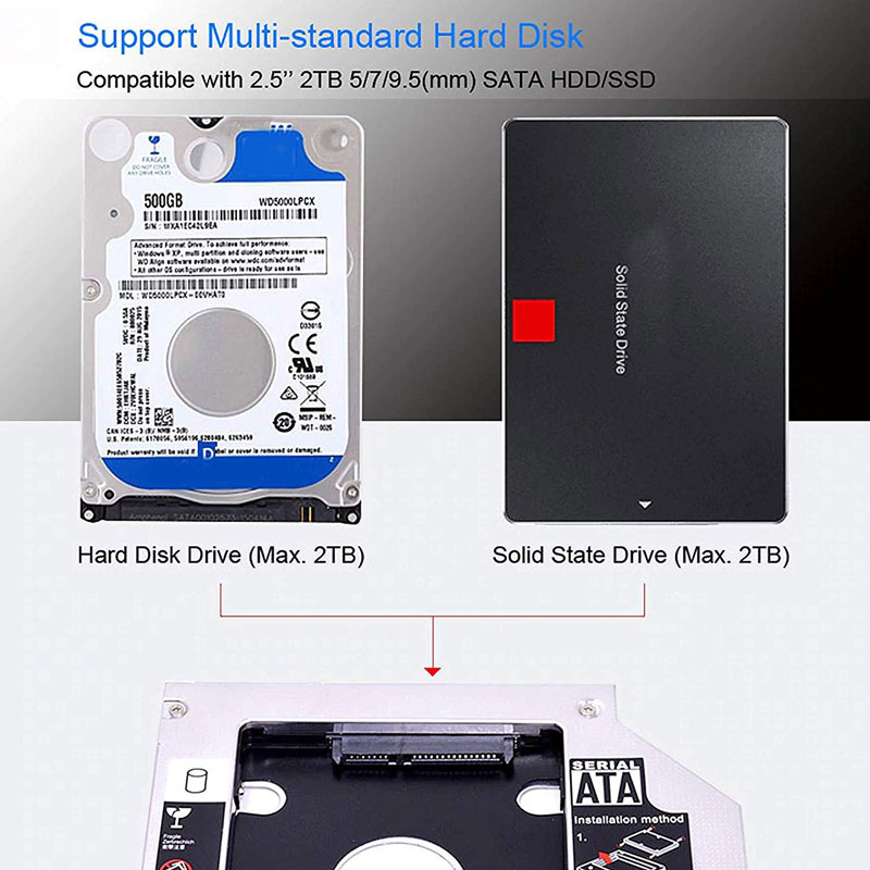Caddy 2.5 Second Hard Drive 9.5mm SATA 2nd HDD SSD Hard Drive Enclosure 6 Caddy 2.5 Second Hard Drive 9.5mm SATA 2nd HDD SSD Hard Drive Enclosure 6