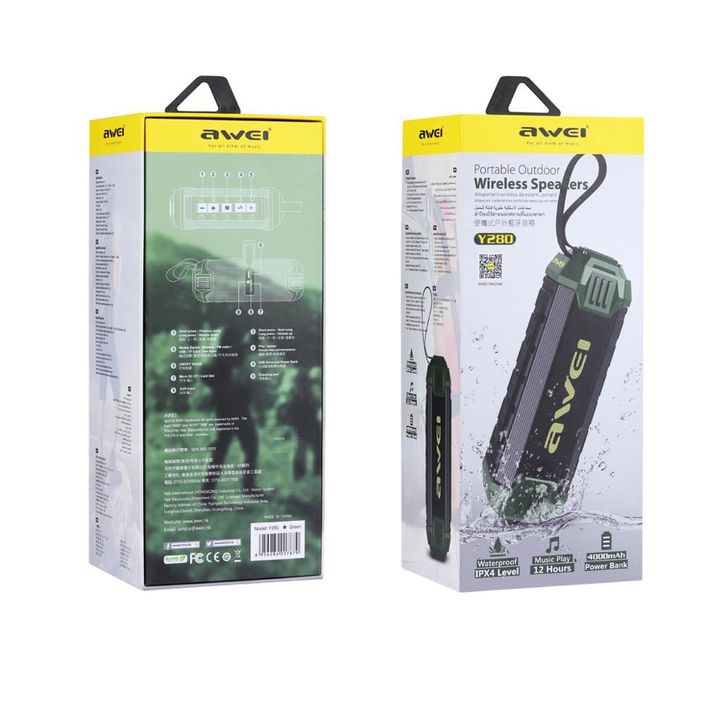 awei y280 portable waterproof bluetooth speaker with power bank green 5 awei y280 portable waterproof bluetooth speaker with power bank green 5