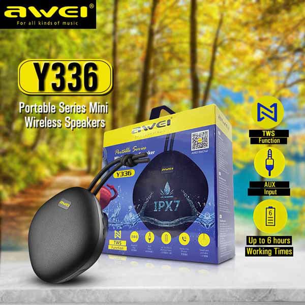 awei y336 portable mini waterproof bluetooth speaker Black Color 7 awei y336 portable mini waterproof bluetooth speaker Black Color 7